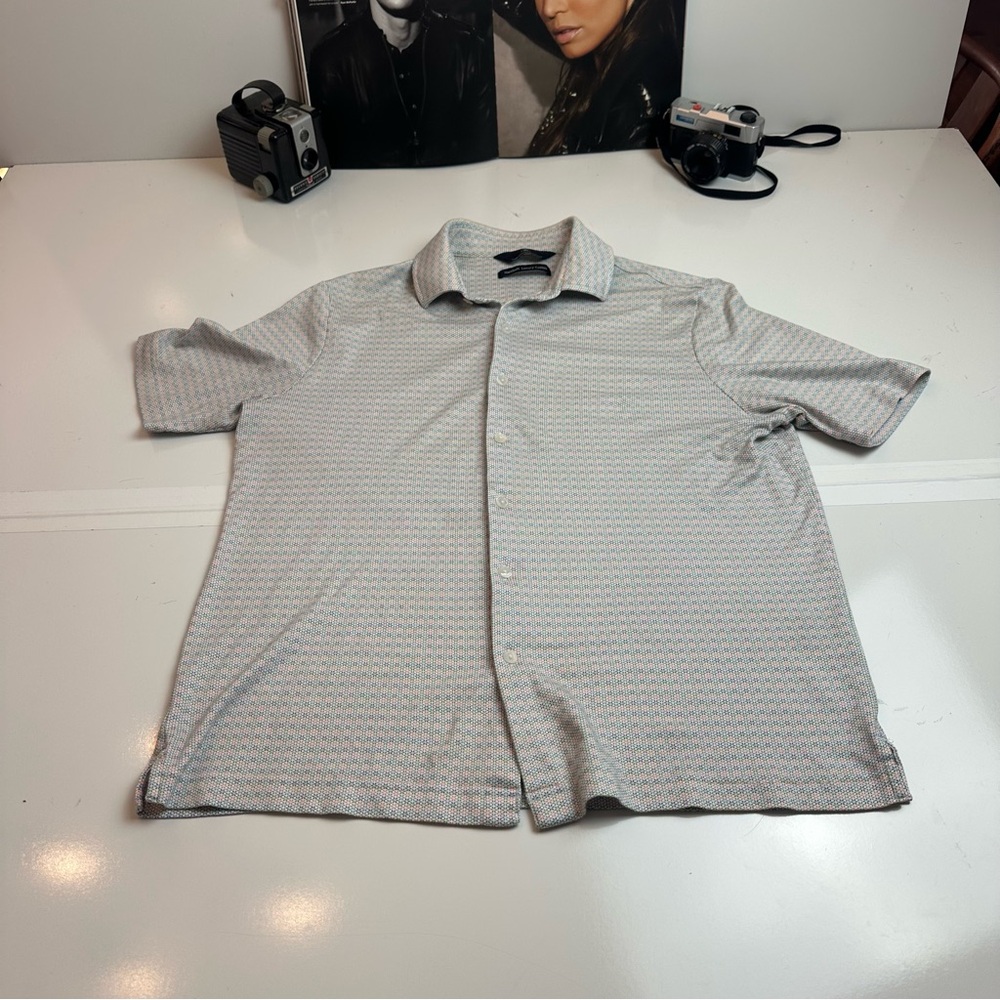 Hart Schaffner Marx Light Gray Patterned Button-Down